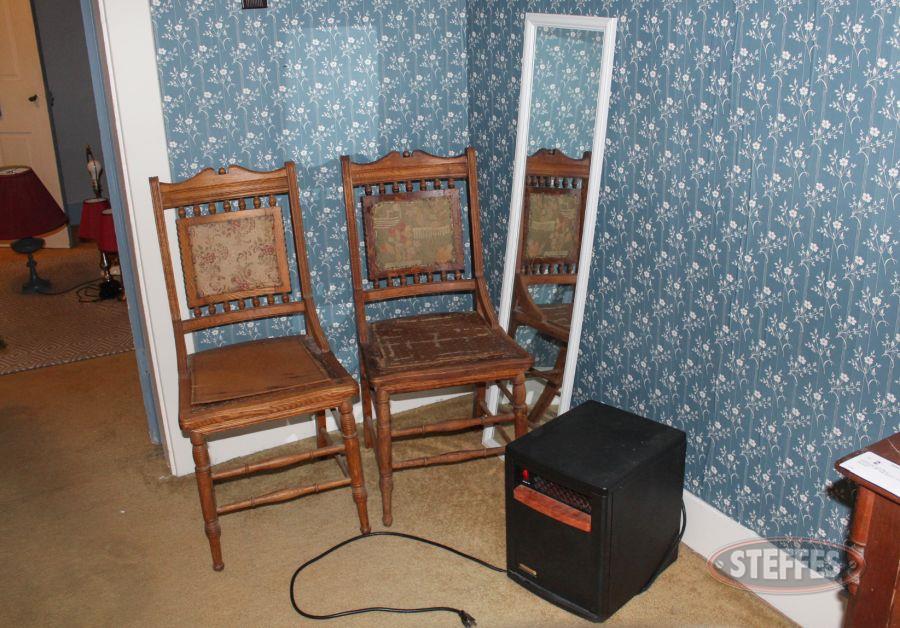 (2) Chairs, mirror, heater